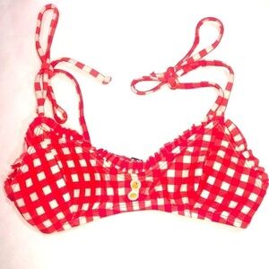 Red and white checkered bikini top size small